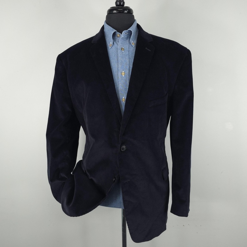 Saddlebred Blazer Mens 52R Blue Corduroy Cotton Sport Coat Jacket Casual